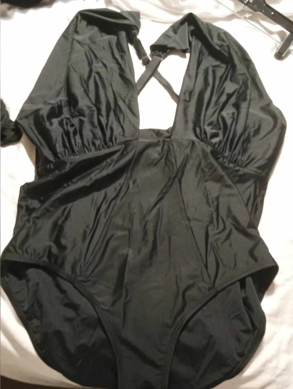 Black One-Piece Swimsuit with Halter Neck